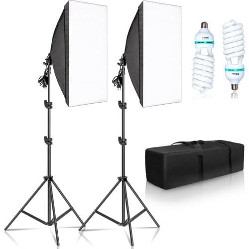 Photography 50x70CM Softbox Lighting Kits Professional Light System With E27 Photographic Bulbs Photo Studio Equipment