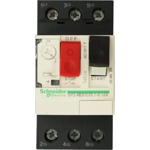 Authentic Motor thermal magnetic circuit breaker button3P GV2ME01C motor protection switch setting current range 0.1-0.16A 100KA