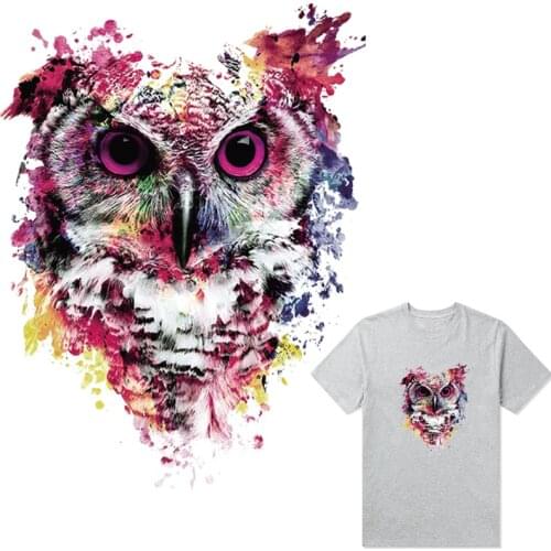 Watercolor Owls Iron On Patch Man Woman T-Shirt Thermal Transfer Diy New Design Hot Tear Stickers Heat Print By Household Irons