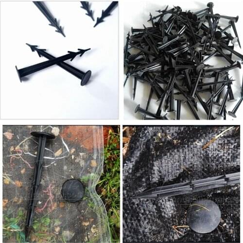 Tewango 200pcs/lot 12cm Garden Ground Nail Plastic Film Weed Ground Cloth Pegs Mulch Fix Sunshade Fly Net Pest Control DIY Tools
