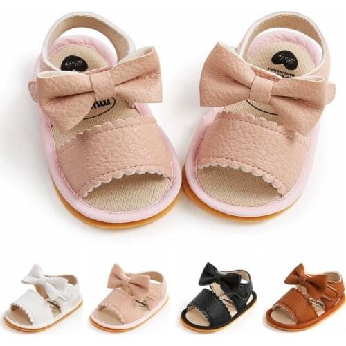 Lovely Newborn Infant Baby Girls Bowknot Princess Shoes Toddler Summer Sandals PU Non-slip Rubber Party Shoes 0-18M