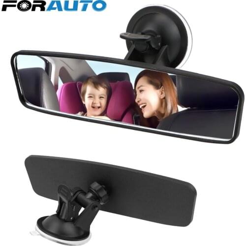 FORAUTO 360° Rotates Wide-angle Rearview Mirror Universal Interior Rear View Mirror Adjustable Suction Cup Car Rear Mirror