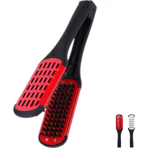 V-shape Straightening Hair Comb Splint Comb Double Brushes Anti-static Massage Relax Comb Hairdressing Styling Tool