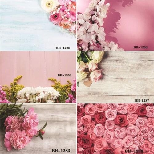 Vinyl Custom Photography Backdrops Prop Flower and Wooden Planks Photography Background #0105