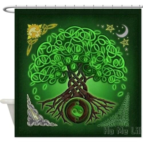 Circle Tree Of Life Design Waterproof Shower Curtain Bathroom Decor