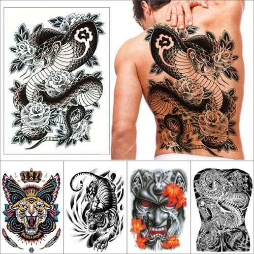 1 piece Oversized temporary tattoos on the back Men and women back dragon tiger wing fake tattoo Durable waterproof 480*340mm