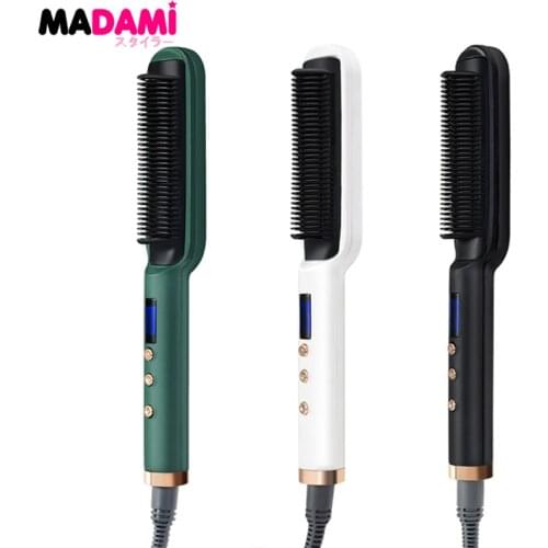 Hair Straightener Comb Portable Ceramic Heating Electric Straightener Brush PTC Heater Beard Straightening Tool Curling Iron