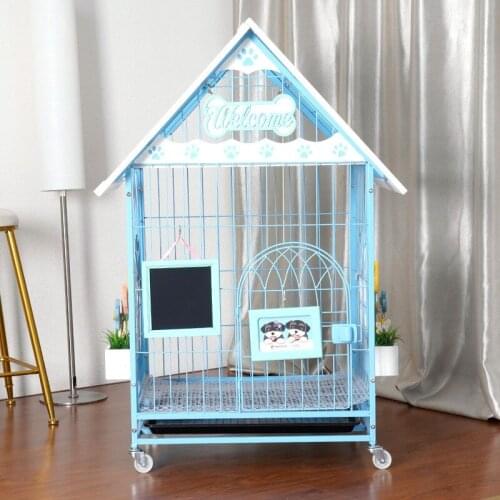 Iron paint dog cage luxury dog kennel pet nest base with wheel pet supplies cat cage large indoor