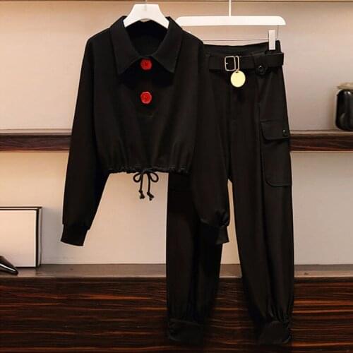 Plus Size Womens Spring and Autumn New Suit, Western Style, Age-reducing Sweater, Slimming Casual Pants, Two-piece Suit
