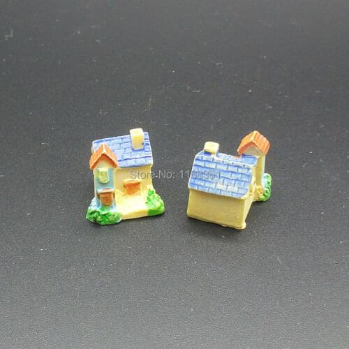 1pcs/lot Resin lovely dark blue villa house 17mm Ornaments Micro landscape Ornaments Creative Home Gardening Decorations A007-4