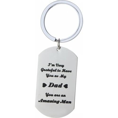 12PC/Lot I'm Very Grateful To Have You As My Dad You Are An Amazing Man Keyring Family Fathers Gifts Stainless Steel Keychain