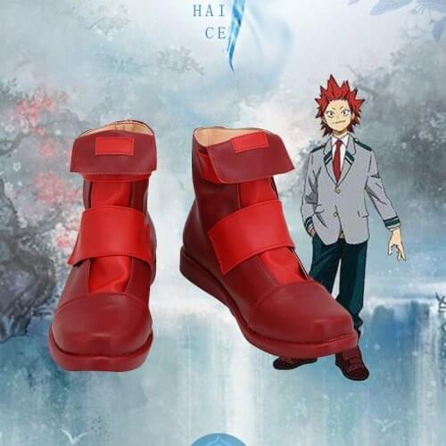 Anime My Hero Academia Eijiro Red Boots Cosplay Boku no Hero Academia Kirishima Eijiro Cosplay Shoes Custom Made