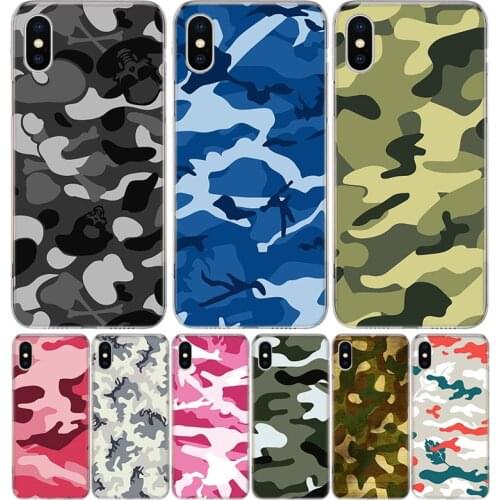Camouflage Pattern Cover Phone Case For Iphone 11 12 Mini Pro 7 6 X 8 6S Plus XS MAX + XR 5S SE 10 9 Art TPU Coque Capa Shell