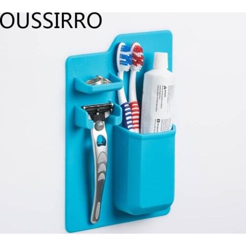 New Colorful Silicone Bathroom Organizer Toothbrush Holder Strong Toothbrush Holder For Bathroom Mirror Shower Soft Holder Tool