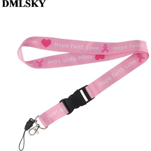 DMLSKY Breast Cancer Prevention Lanyard Keychain Lanyards for keys Badge ID Mobile Phone Rope Neck Straps Accessories M3857