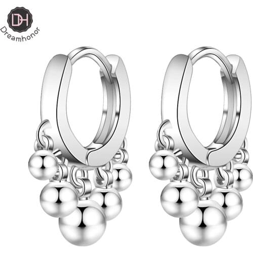 Dreamhonor Simple Light Beads Small Ear Buckle Earrings Wild Short Cute Temperament Ear Clip Earrings Jewelry