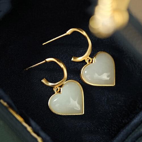 Ancient French Gold Palace Museum New Natural Personality Heart-Shaped High-End Creative Classical Elegant High-End Ladies Earri
