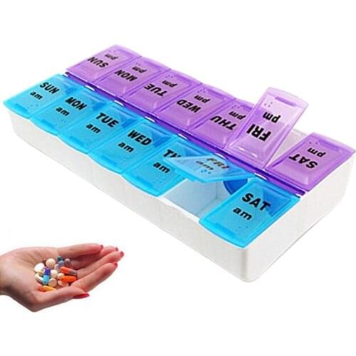 Weekly 7 Days 2 Times a Day Pill Medicine Storage Case Organizer Box Container Pill Case Pill Box Drug Capsule Storage Box