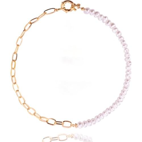 Imitation Pearls Beaded Necklace for Women Cross Short Clavicle Chain Necklaces Female 2021 Fashion Jewelry Simple New