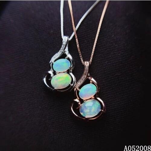 KJJEAXCMY fine jewelry 925 sterling silver inlaid natural opal gemstone necklace female fashion flower pendant support test