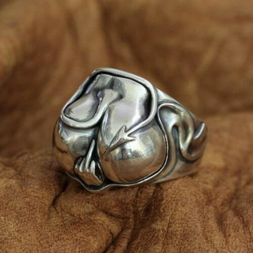 Sexy Devil Hips Buttocks Ass Ring 925 Sterling Silver Mens Biker Rock Punk Ring TA270