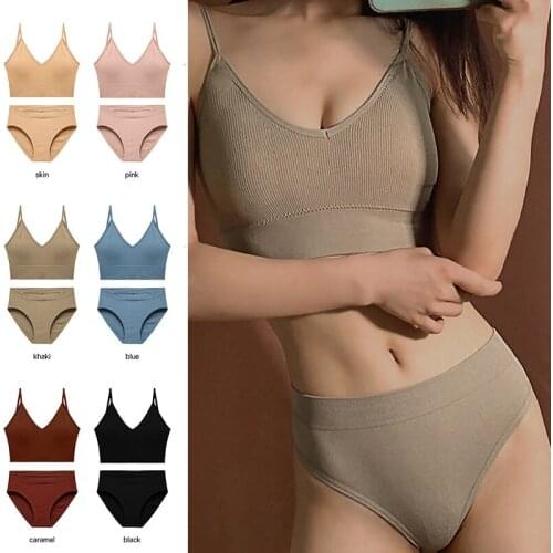 Set Woman 2 Pieces Womens Bra Womens Underwear Womens Tube Top Panties Bra Brief Sexy Female Seamless Bra Thong Lingerie