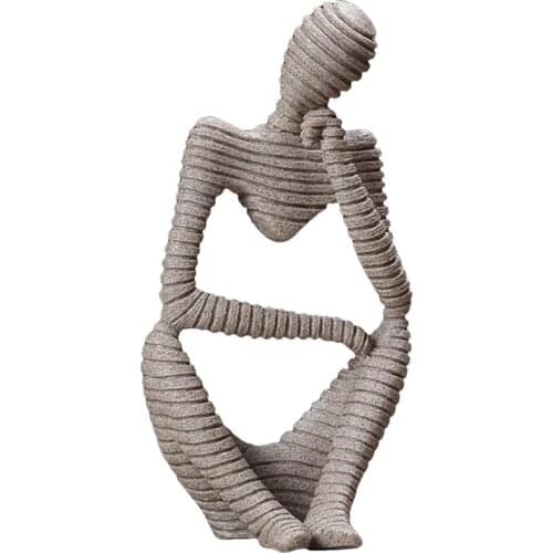 Creative Figure Thinker Ornaments Living Room Study Wine Cabinet Home Accessories Wedding Gift Stripe Abstract Person