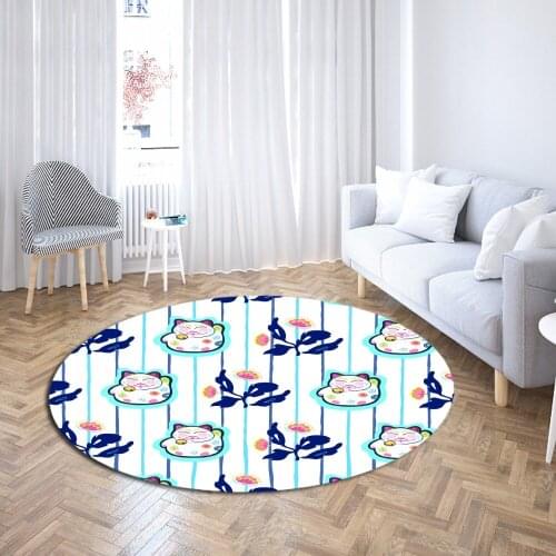Round Carpet Cartoon Cat Area Rugs Kids Bedroom Rugs Home Decor Coffee Table Anti Slip Mats Parlor Floor Mats Custom Drop Ship