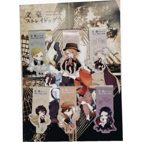 6pcs Bungou Stray Dogs Anime Magnetic Bookmark Magnet Bookmark Child Student Kawaii Gift Bookmarks Office Stationery