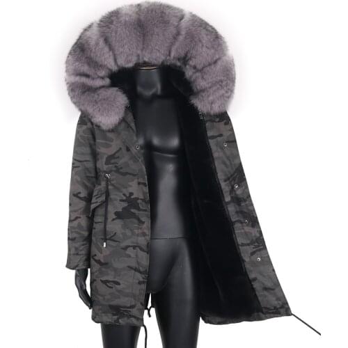 2021 Winter Jacket Men Real Fur Coat Fashion Natural Real Fox Fur Collar Long Parkas Big Fur Outerwear Detachable