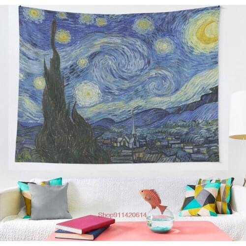 The Starry Night tapestry Wall Hanging Beach Towel Throw Blanket Picnic Yoga Mat Tapestries Home Decoration