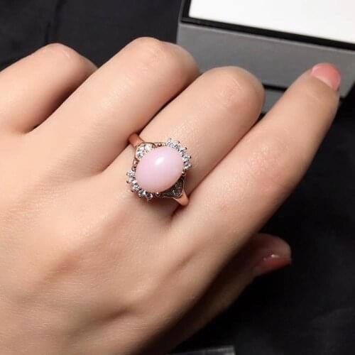 New Arrival Pink opal ring Free shipping Natural real Pink Opal ring 925 sterling silver Fine handwored jewelry
