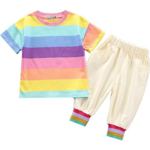 Baby Girls Clothes Children Summer Cotton Striped T Shirts Shorts 2Pcs/sets Infant Kids Fashion Toddler Out Clothing Tracksuits