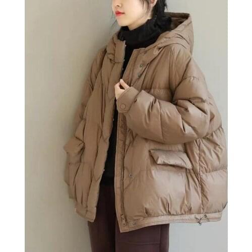 QPFJQD Ladies Retro Hooded Warm Coats Solid Color Women Long Sleeve Plus Winter Thick Cotton Parkas Zipper Clothes