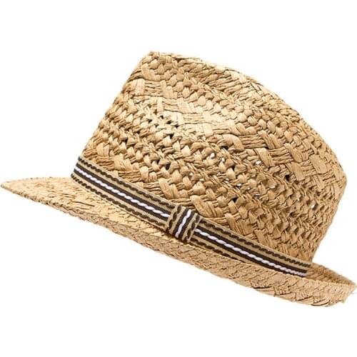 Fashion 100% Handwork Child Summer straw Sun hat Boy Boho Beach Fedora hat Sunhat Trilby Girl Panama Hat Gangster Cap 25