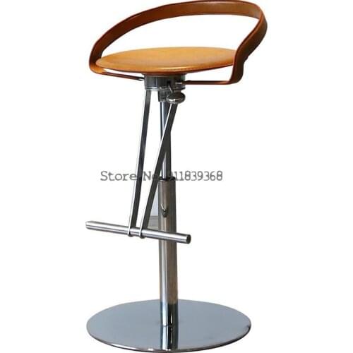 Nordic Light Luxury Fashion Creative Wrought Iron Backrest Rotating High Bar Chair Bar Chair Lift Stool Modern and Simple