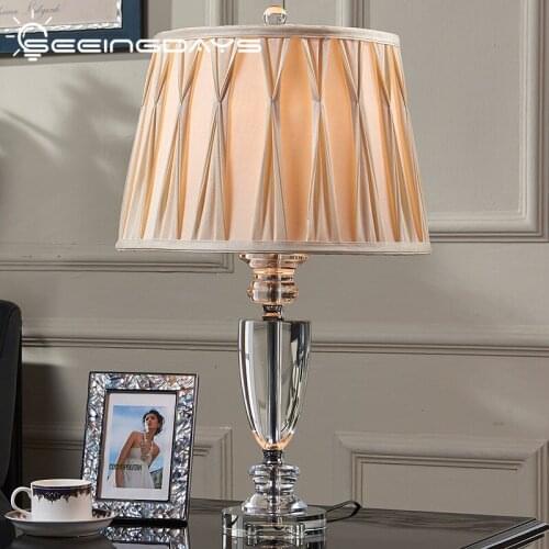 SeeingDays 41x65cm European Style Modern Crystal Table Lamp for Living Room Bedroom Bedside Lamp Home Decoration Bedroom Lamp
