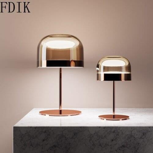 Post Modern Rose Gold Tabel Light Glass Led Desk Lamps for Bedroom Bedside Living Room Vintage Decor Indoor Light Study Lamp