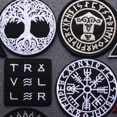 Embroidered Patch Viking Patches On Clothes DIY Punk Clothing Stripes Skull Badges Iron on Patches For Clothes Accessory