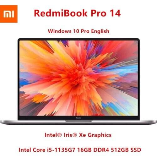 Xiaomi RedmiBook Pro 14 Intel Core i5-1135G7 16GB DDR4 512GB PCIe Intel Iris Xe Graphics Computer Notebook Fingerprint Unlock