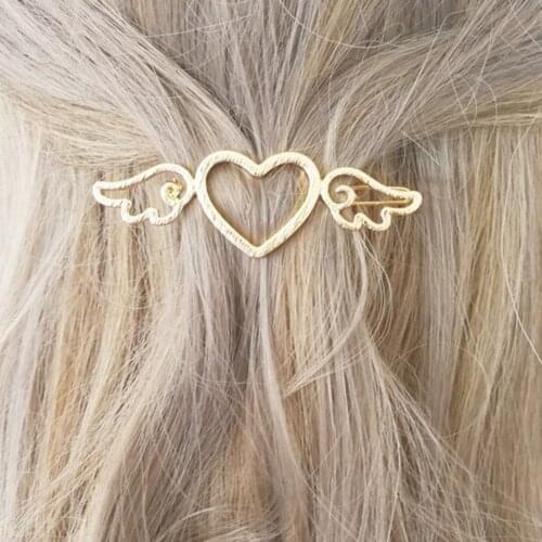 Women Girls Lady Child Hair Clip Headwear Hairwear Fashion Golden Silver Modern Hollow Angle Wings Love Heart Beach Party