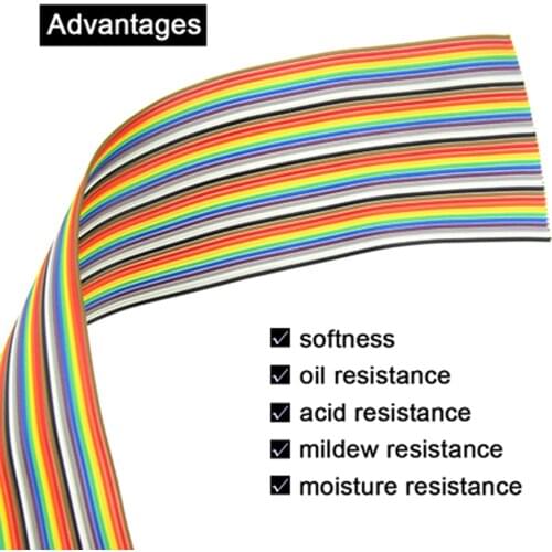 1 /2/3Meter 1.4mm 40Pin DuPont Cable Rainbow Flat Line Support Wire Soldered Connector 40 Way pin For Arduino PCB Diy Kit