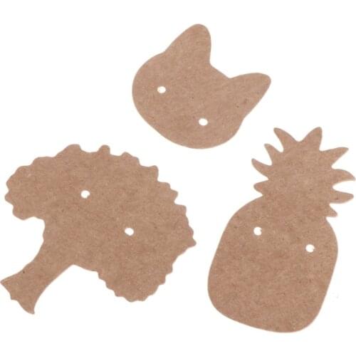 100 Pcs/Bag Kraft Paper Jewelry Packing Earrings Display Tags Cards Tree Cat Ear