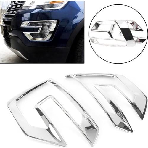 2Pcs Chrome ABS Car Front Bumper Light Fog Lamp Bezel Cover Trim Exterior Moulding For Ford Explorer Sport 2016 2017