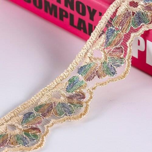 2Yards 3.8cm Colorful Water Soluble Mesh Embroidery Lace Ribbons For Patchwork Sewing Craft Clothing Home Textil Accessories