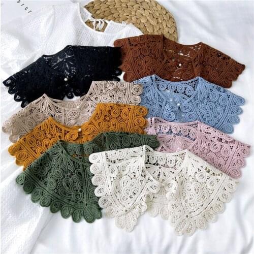 2020 Fake Collars Shawl O-Neck Doll False Collar Shirt Women Hollow Crochet Lace Detachable Collar Half Shirt Faux Collar