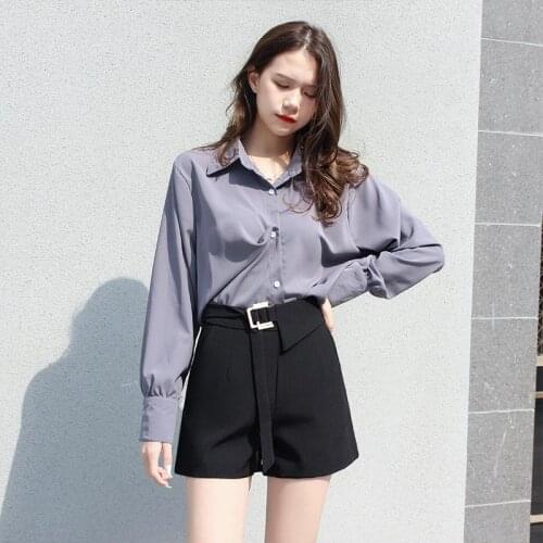 2021 spring new womens shorts irregular wide-leg pants temperament fashion loose pants metal button slacks trend