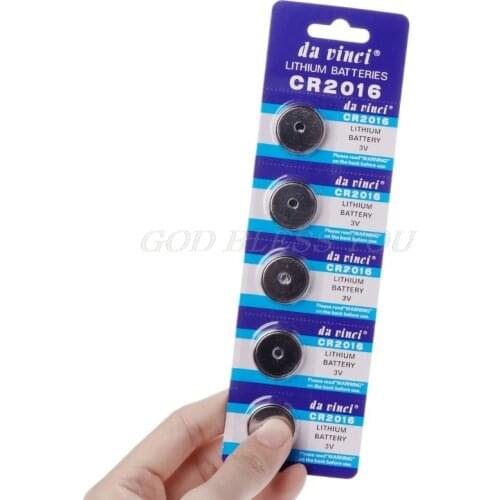 5PCS Button Battery CR2016 3V Lithium Cell Coin Batteries LM2016 BR2016 DL2016 Watch Electronic Promotion Toy Remote