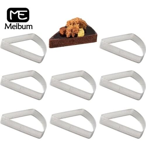 Meibum Cake Tart 8Pcs Set Fan-Shaped Stainless Steel Ring Dessert Mould Fruit Cream Pie Party Pastry Baking Tool Decorating Mold