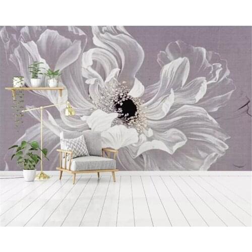 Beibehang Large HD 3d wallpaper hand-painted flower oil painting simple modern TV background wall decorative painting wallpaper